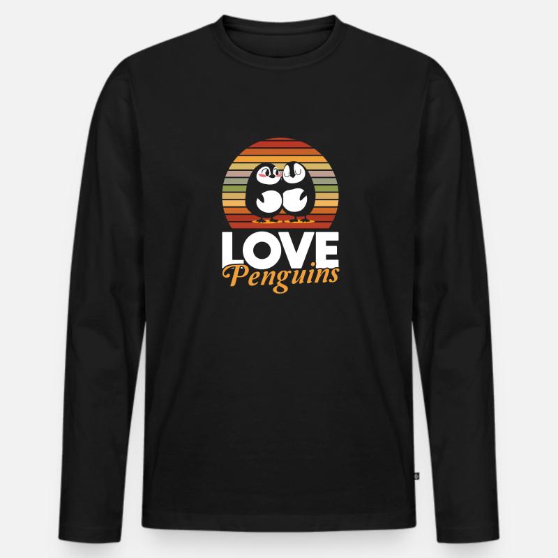 Pinguin-Paar - Männer Premium Bio Langarmshirt - Schwarz