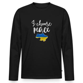Ukraine Solidarité - T-shirt manches longues Premium bio Homme - noir - Devant - Nico (187cm)