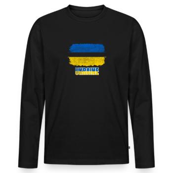 Guerre en Ukraine - T-shirt manches longues Premium bio Homme - noir - Devant - Nico (187cm)