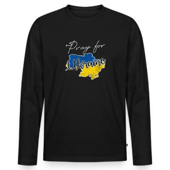 Guerre en Ukraine - T-shirt manches longues Premium bio Homme - noir - Devant - Nico (187cm)