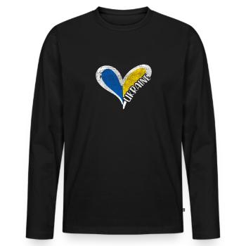 Ukraine War - Men's Premium Organic Long Sleeve Shirt - black - Front - Nico (187cm)