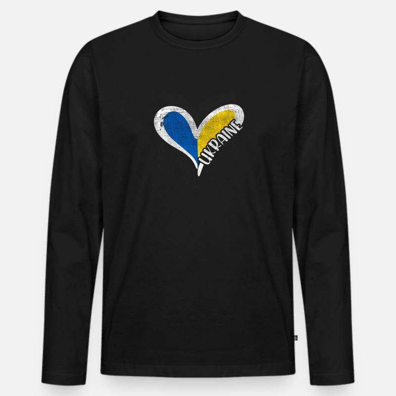 Ukraine Krieg - Männer Premium Bio Langarmshirt - Schwarz