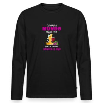 Mundo Sea Un Caos Vente Al Mio Tengo Cerveza Y - T-shirt manches longues Premium bio Homme - noir - Devant - Nico (187cm)