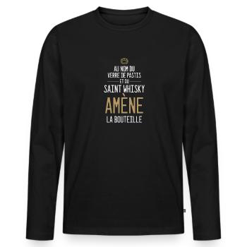 Au Nom Du Verre De Pastis Et Du Saint Whisky - T-shirt manches longues Premium bio Homme - noir - Devant - Nico (187cm)