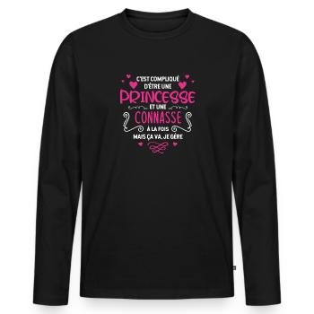 C’est Compliqué D’être Une Princesse Et Une - T-shirt manches longues Premium bio Homme - noir - Devant - Nico (187cm)
