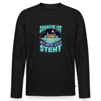 Zuhause ist wo mein Zelt steht - Campen Natur - Männer Premium Bio Langarmshirt - Schwarz - Vorne - Nico (187cm)