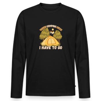 Wenn das Campen ruft muss ich gehen - Zelten Natur - Männer Premium Bio Langarmshirt - Schwarz - Vorne - Nico (187cm)