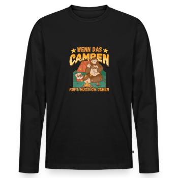 Wenn das Campen ruft muss ich gehen - Zelten Natur - Männer Premium Bio Langarmshirt - Schwarz - Vorne - Nico (187cm)