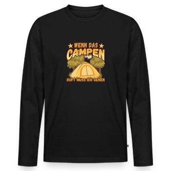 Wenn das Campen ruft muss ich gehen - Zelten Natur - Männer Premium Bio Langarmshirt - Schwarz - Vorne - Nico (187cm)