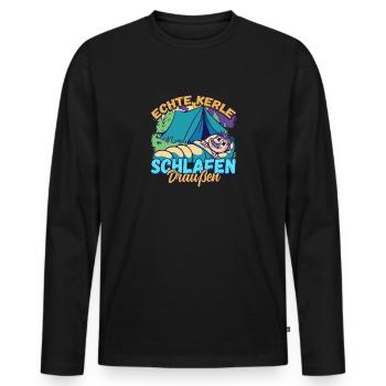 Echte Kerle Schlafen Draußen - Campen Zelten Natur - Männer Premium Bio Langarmshirt - Schwarz - Vorne - Nico (187cm)