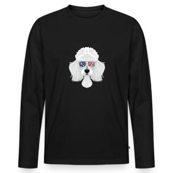 Poodle USA Sunglasses I American Flag Poodle - Men's Premium Organic Long Sleeve Shirt - black - Front - Nico (187cm)