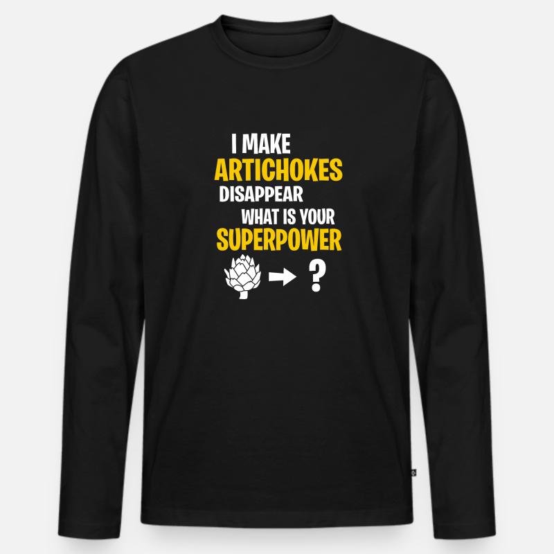 Superpower Artichoke Edition - Männer Premium Bio Langarmshirt - Schwarz
