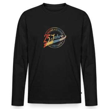 Vintage 25 Geburtstag 25 Jahre Birthday Bday Damen - Männer Premium Bio Langarmshirt - Schwarz - Vorne - Nico (187cm)