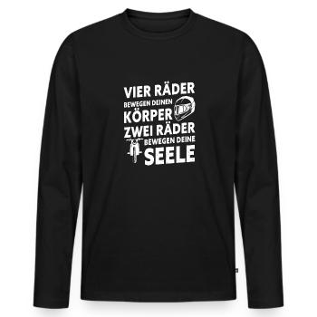 Vier Räder Bewegen Den Körper Zwei Räder Bewegen - Männer Premium Bio Langarmshirt - Schwarz - Vorne - Nico (187cm)