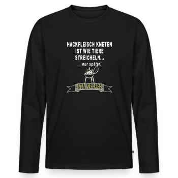 Hackfleisch kneten ist wie Tiere streicheln BBQ - Männer Premium Bio Langarmshirt - Schwarz - Vorne - Nico (187cm)
