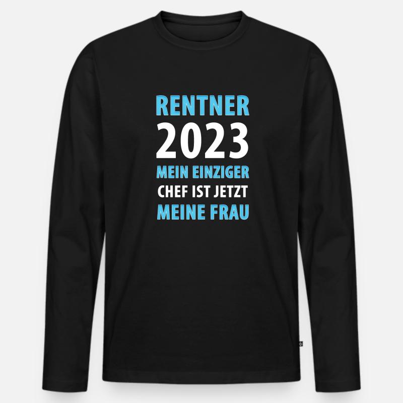 Frau ist Chef Ruhestand 2023 - Männer Premium Bio Langarmshirt - Schwarz
