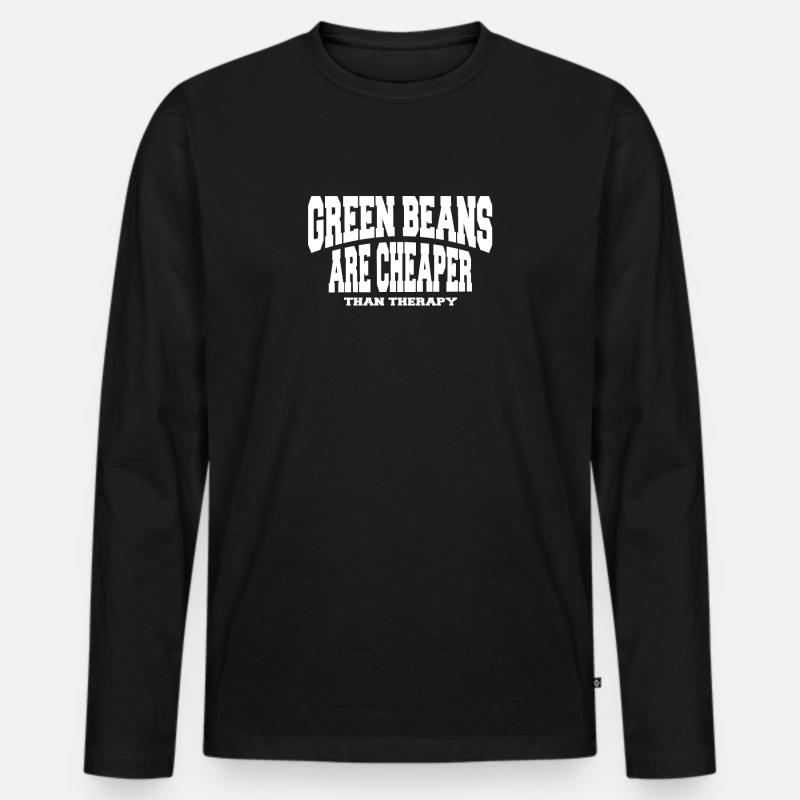 nutrition, green bean lover, dish - Männer Premium Bio Langarmshirt - Schwarz