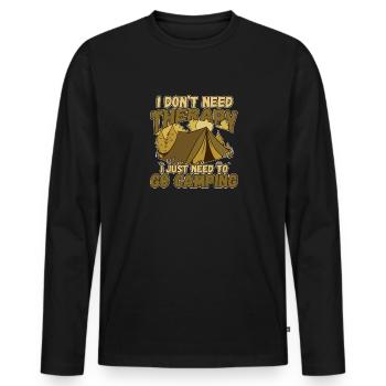 Je n’ai pas besoin de thérapie, je dois aller camper - T-shirt manches longues Premium bio Homme - noir - Devant - Nico (187cm)