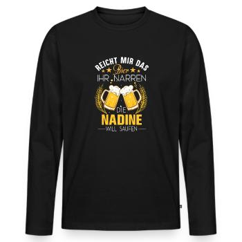 Nadine Spruch Feiern Junggesellin Biertrinker Bier - Männer Premium Bio Langarmshirt - Schwarz - Vorne - Nico (187cm)