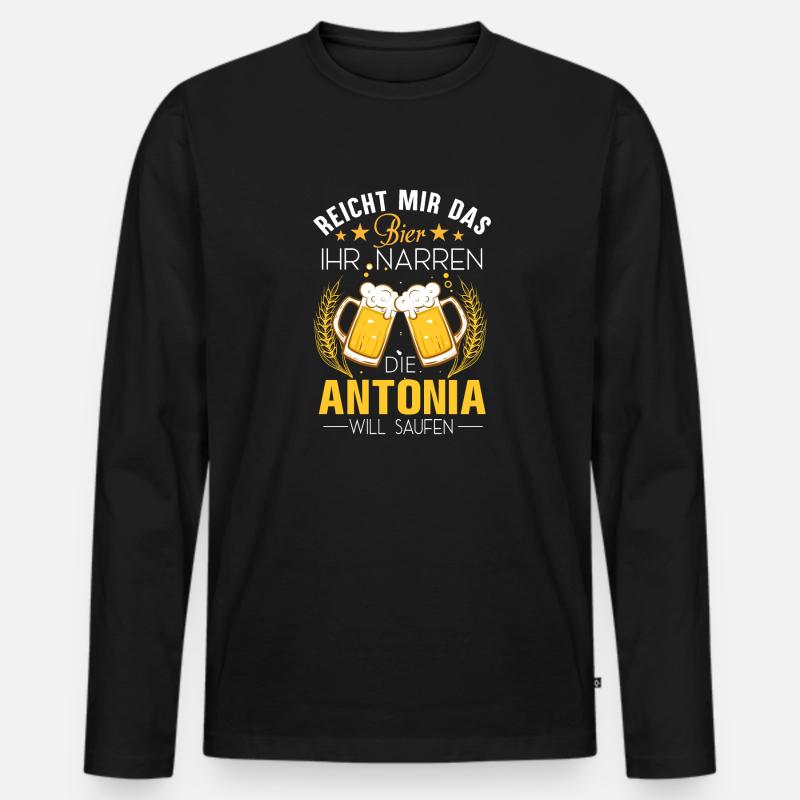Antonia Spruch Bier - Männer Premium Bio Langarmshirt - Schwarz