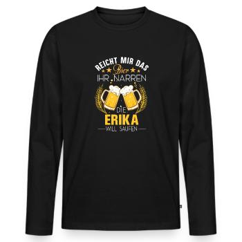Erika Geburtstag JGA - Männer Premium Bio Langarmshirt - Schwarz - Vorne - Nico (187cm)