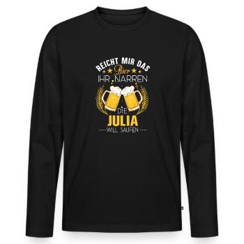 Julia Saufen Bier - Männer Premium Bio Langarmshirt - Schwarz - Vorne - Nico (187cm)