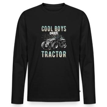 Cool Guys Drive Tractor Tractor Young Farm - Men's Premium Organic Long Sleeve Shirt - black - Front - Nico (187cm)