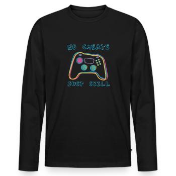 No Cheats Just Skill - Men's Premium Organic Long Sleeve Shirt - black - Front - Nico (187cm)
