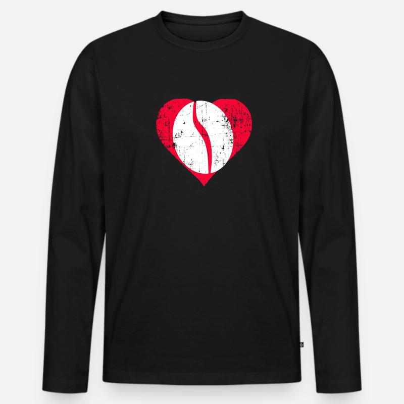 Navy Bean Heart - Männer Premium Bio Langarmshirt - Schwarz
