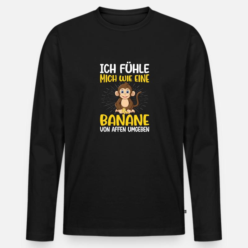 Affen Bananen Sarkasmus Arbeit - Männer Premium Bio Langarmshirt - Schwarz