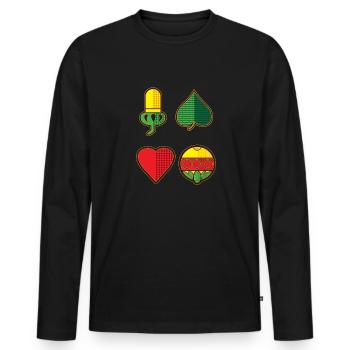 Schafkopfkarten Bayerisches Schafkopf Schnapsen - T-shirt manches longues Premium bio Homme - noir - Devant - Nico (187cm)