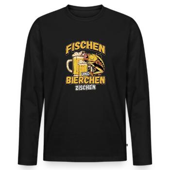 Fischen und Bierchen zischen Angeln Angler Spruch - Männer Premium Bio Langarmshirt - Schwarz - Vorne - Nico (187cm)