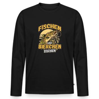 Fischen und Bierchen zischen Angeln Angler Spruch - Männer Premium Bio Langarmshirt - Schwarz - Vorne - Nico (187cm)