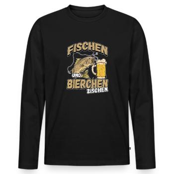 Fischen und Bierchen zischen Angeln Angler Spruch - Männer Premium Bio Langarmshirt - Schwarz - Vorne - Nico (187cm)