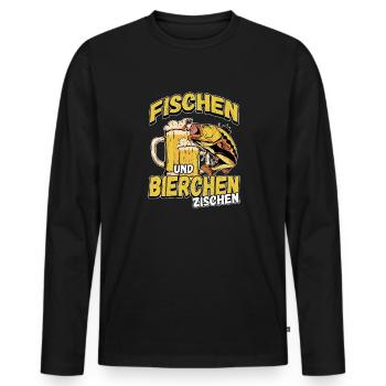 Fischen und Bierchen zischen Angeln Angler Spruch - Männer Premium Bio Langarmshirt - Schwarz - Vorne - Nico (187cm)