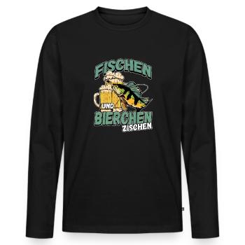 Fischen und Bierchen zischen Angeln Angler Spruch - Männer Premium Bio Langarmshirt - Schwarz - Vorne - Nico (187cm)