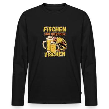Fischen und Bierchen zischen Angeln Angler Spruch - Männer Premium Bio Langarmshirt - Schwarz - Vorne - Nico (187cm)