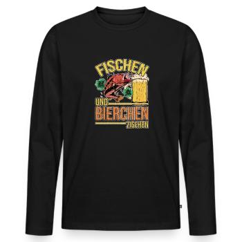 Fischen und Bierchen zischen Angeln Angler Spruch - Männer Premium Bio Langarmshirt - Schwarz - Vorne - Nico (187cm)