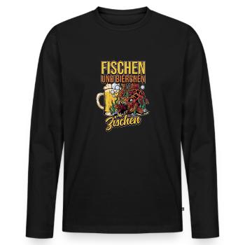 Fischen und Bierchen zischen Angeln Angler Spruch - Männer Premium Bio Langarmshirt - Schwarz - Vorne - Nico (187cm)