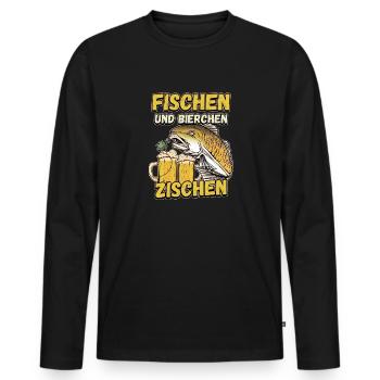 Fischen und Bierchen zischen Angeln Angler Spruch - Männer Premium Bio Langarmshirt - Schwarz - Vorne - Nico (187cm)