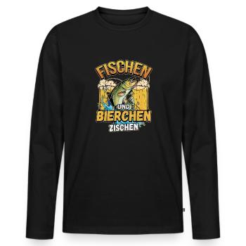 Fischen und Bierchen zischen Angeln Angler Spruch - Männer Premium Bio Langarmshirt - Schwarz - Vorne - Nico (187cm)