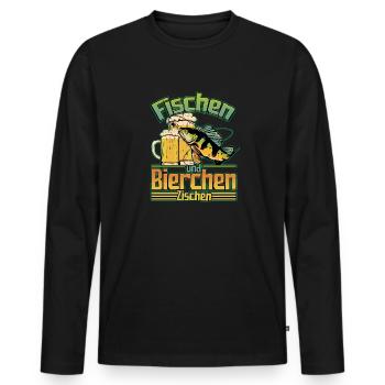 Fischen und Bierchen zischen Angeln Angler Spruch - Männer Premium Bio Langarmshirt - Schwarz - Vorne - Nico (187cm)