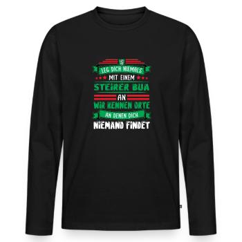 Steirer Bua Styrie Drapeau styrien - T-shirt manches longues Premium bio Homme - noir - Devant - Nico (187cm)