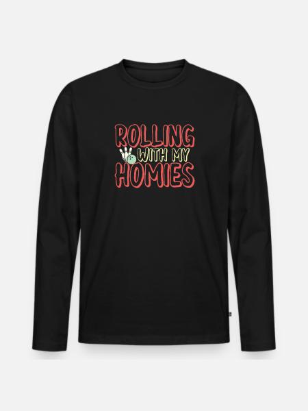 Bowling Hommie - Männer Premium Bio Langarmshirt - Schwarz