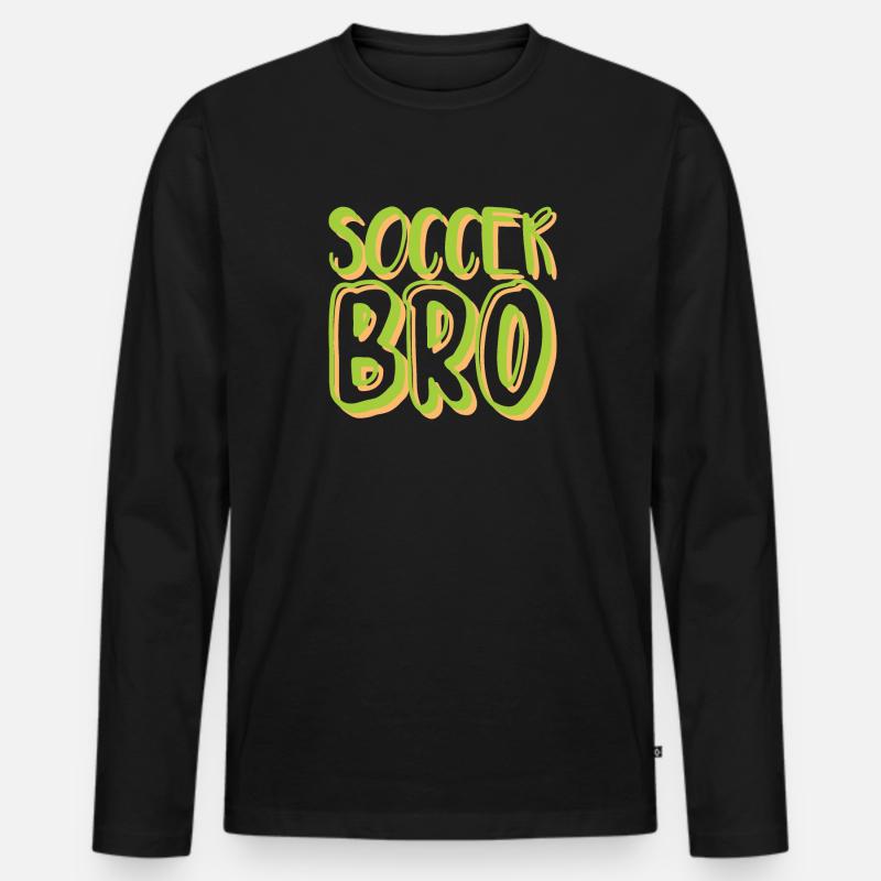 Fußballbruder - Männer Premium Bio Langarmshirt - Schwarz