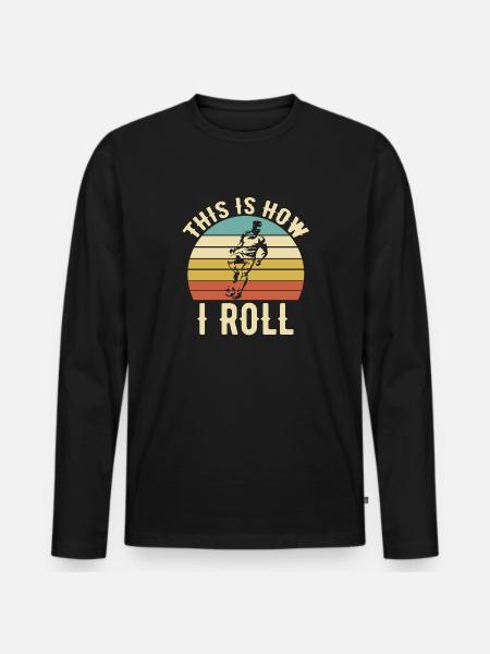 Fußballrolle - Männer Premium Bio Langarmshirt - Schwarz