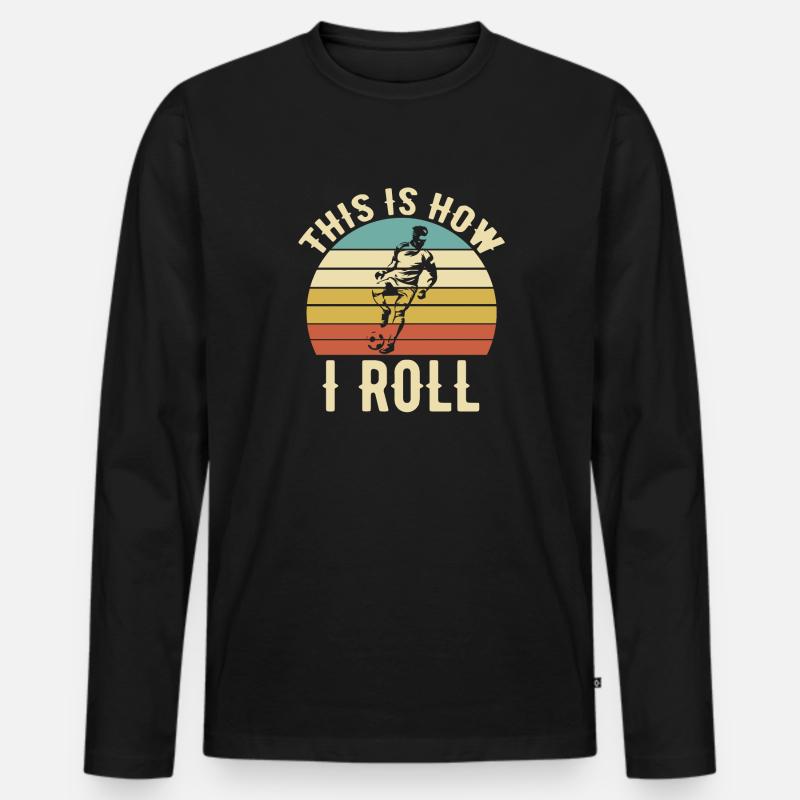 Fußballrolle - Männer Premium Bio Langarmshirt - Schwarz