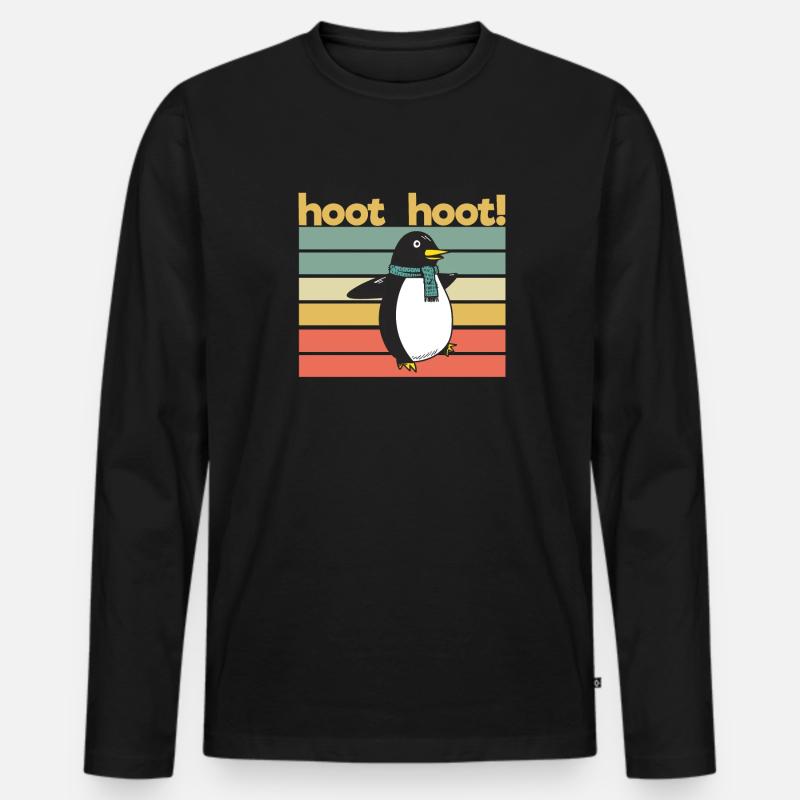 Pinguin-Hoot - Männer Premium Bio Langarmshirt - Schwarz