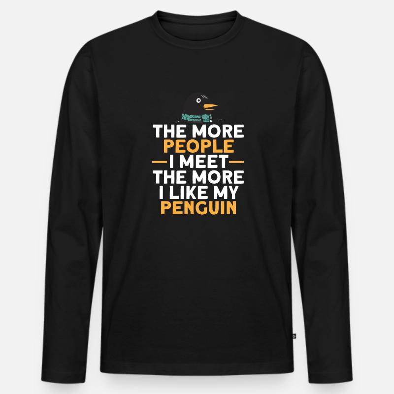 Pinguin-Leute - Männer Premium Bio Langarmshirt - Schwarz