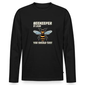 Apiculteur - si je cours, vous devriez aussi être drôle - T-shirt manches longues Premium bio Homme - noir - Devant - Nico (187cm)
